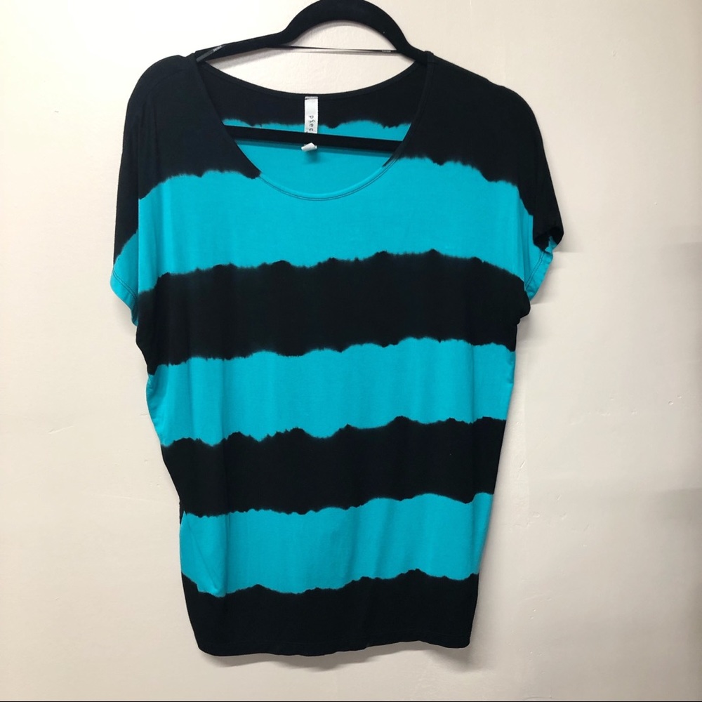 Kensie Blue & Black Tie Dye Ombree Top Size Small